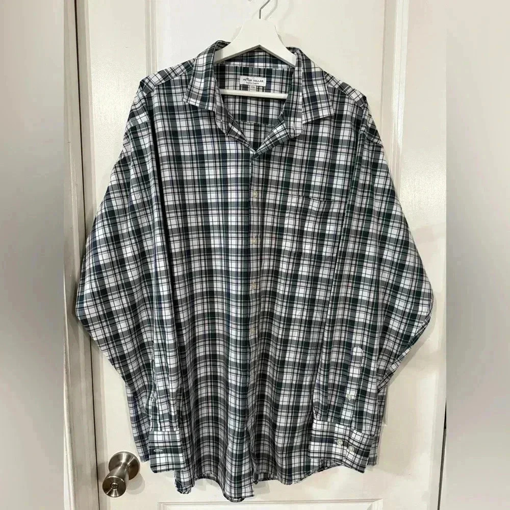 Peter Millar Men’s Summer Comfortable Balsam Plaid Dorton Performance Shirt - Picture 1 of 6